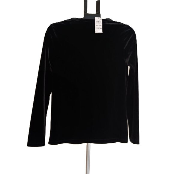 INC International Concepts Black Velvet V-Neck Long Sleeve Top Womens Size M NWT - Picture 3 of 16